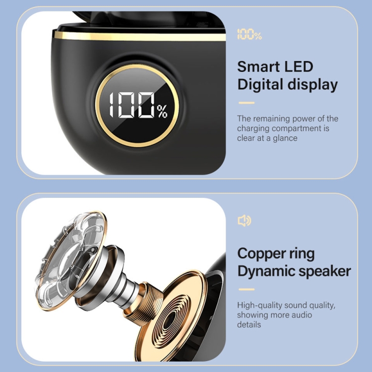 PRO100 TWS Bluetooth 5.2 Noise Canceling Waterproof Earphones 9D Stereo Sports Headphone with Charging Case(Black) - B7