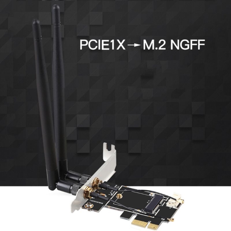 Tarjeta PCIe-1X a NGFF-ekey Dual Antenna Adapter - 3