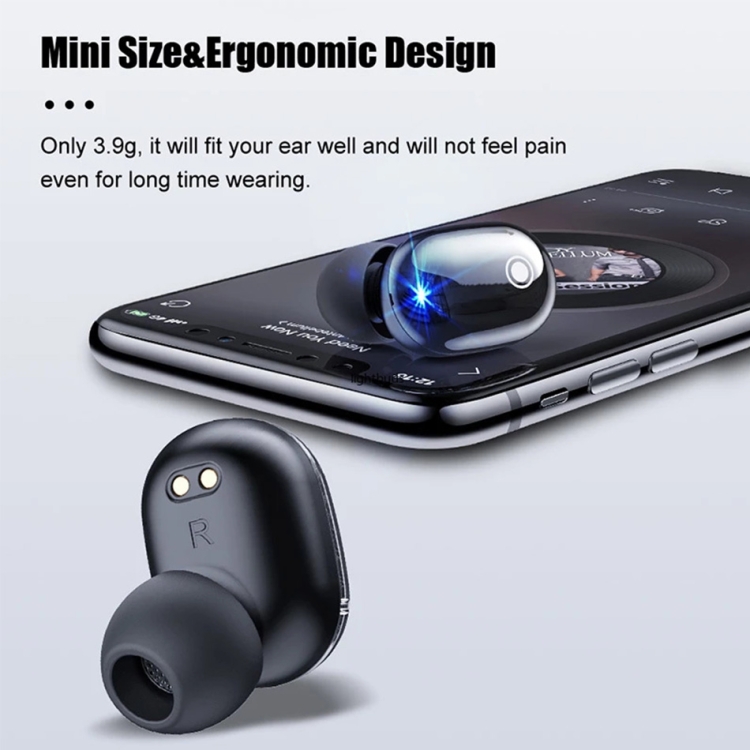 TWS-A12 Bluetooth 5.0 Copper Ring Speaker Binaural Stereo Touch Control Earphones(Black)