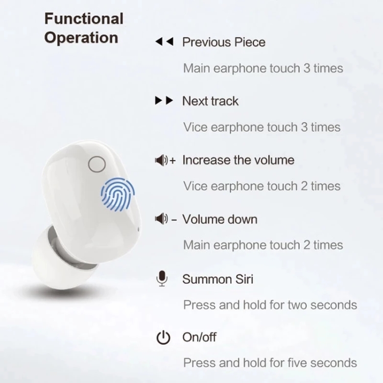 TWS-A12 Bluetooth 5.0 Copper Ring Speaker Binaural Stereo Touch Control Earphones(Black)