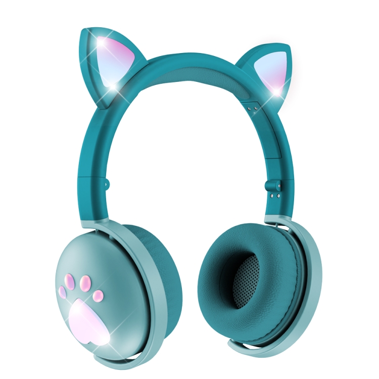 BK9 HIFI 7.1 sonido envolvente gata de gato luminoso gato oreja auricular de juegos Bluetooth con micrófono (verde) - 1