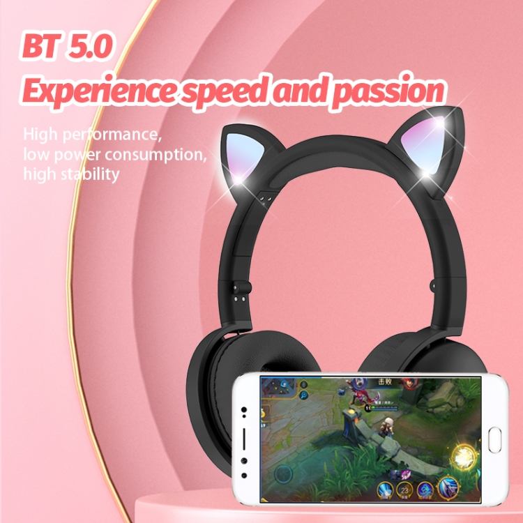 BK9 HIFI 7.1 sonido envolvente gata de gato luminoso gato oreja auricular de juegos Bluetooth con micrófono (verde) - B2