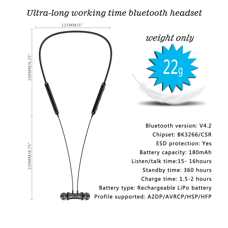 W7 Neck-Mounted Wireless Bluetooth 4.2 Sports Earphone with Magnetic & Wired Control Function W7 Neck-Mounted Wireless Bluetooth 4.2 Sports Earphone with Magnetic & Wired Control Function