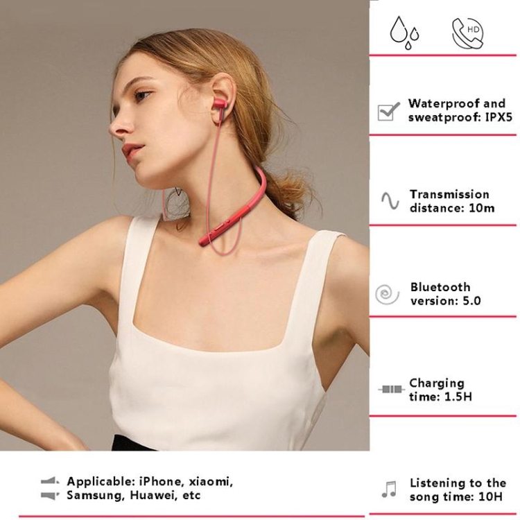 Wi-700 Neck-Mounted Wireless Bluetooth 5.0 Sports Earphone Wire Control Function(Red) Wi-700 Neck-Mounted Wireless Bluetooth 5.0 Sports Earphone Wire Control Function(Red)