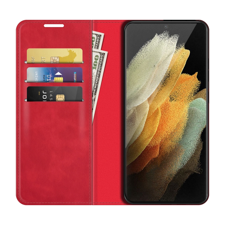 For Samsung Galaxy S22 Ultra 5G Retro-skin Business Magnetic Suction Leather Case with Holder & Card Slots & Wallet(Red) For Samsung Galaxy S22 Ultra 5G Retro-skin Business Magnetic Suction Leather Case with Holder & Card Slots & Wallet(Red)