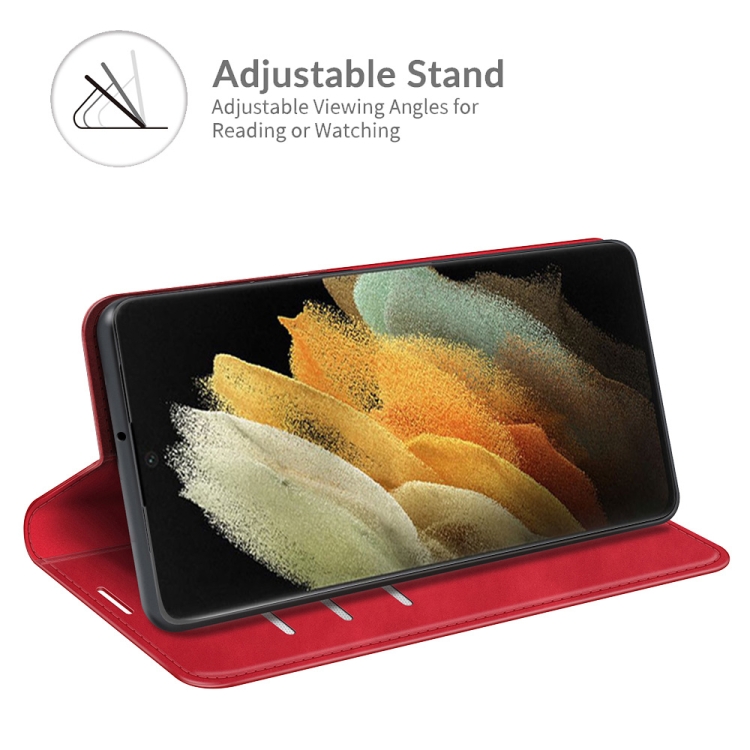 For Samsung Galaxy S22 Ultra 5G Retro-skin Business Magnetic Suction Leather Case with Holder & Card Slots & Wallet(Red) For Samsung Galaxy S22 Ultra 5G Retro-skin Business Magnetic Suction Leather Case with Holder & Card Slots & Wallet(Red)