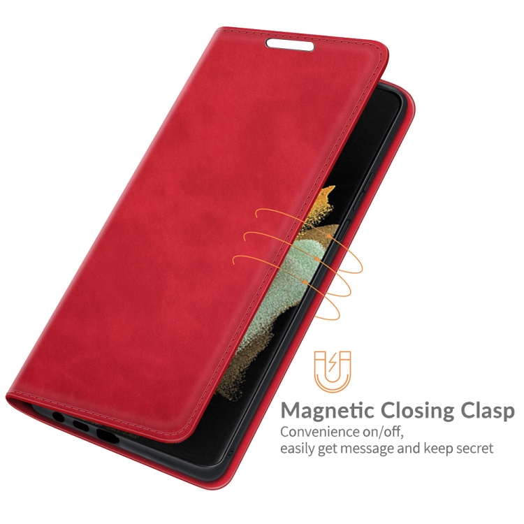 For Samsung Galaxy S22 Ultra 5G Retro-skin Business Magnetic Suction Leather Case with Holder & Card Slots & Wallet(Red) For Samsung Galaxy S22 Ultra 5G Retro-skin Business Magnetic Suction Leather Case with Holder & Card Slots & Wallet(Red)
