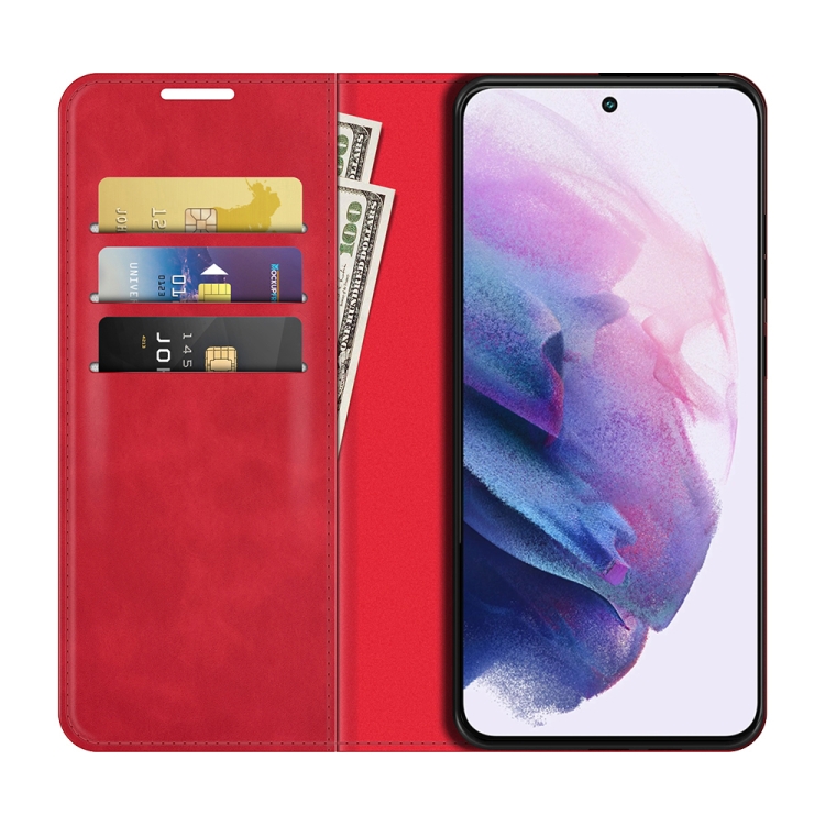 For Samsung Galaxy S22+ 5G Retro-skin Business Magnetic Suction Leather Case with Holder & Card Slots & Wallet(Red)