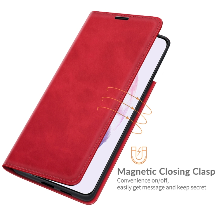 For Samsung Galaxy S22+ 5G Retro-skin Business Magnetic Suction Leather Case with Holder & Card Slots & Wallet(Red)