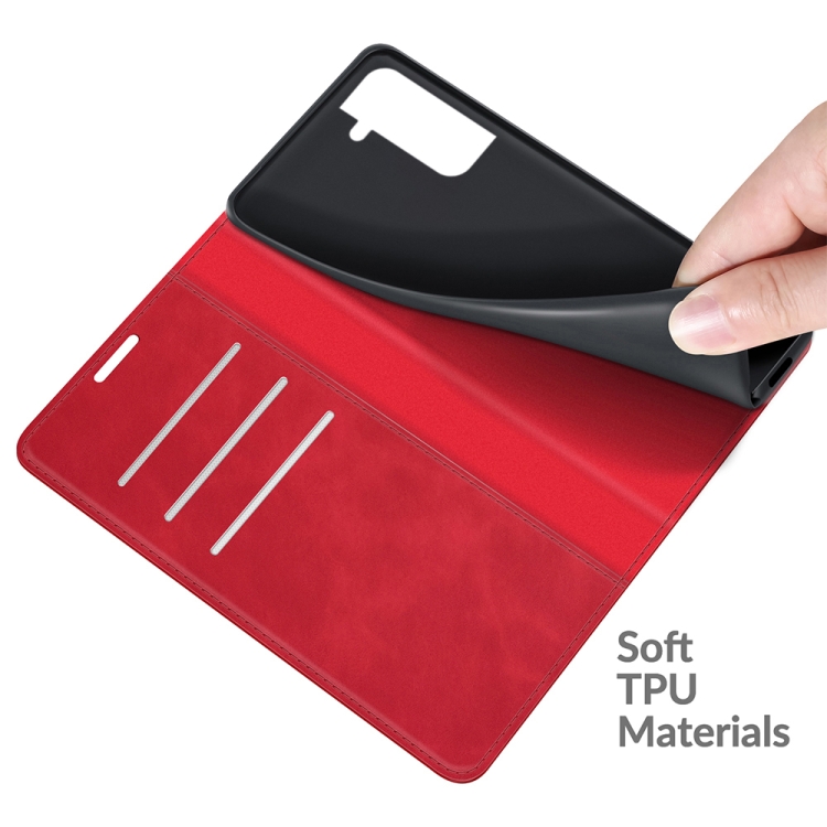 For Samsung Galaxy S22+ 5G Retro-skin Business Magnetic Suction Leather Case with Holder & Card Slots & Wallet(Red)