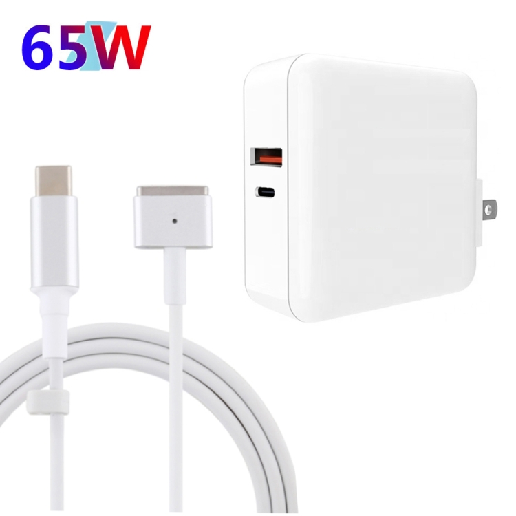 A6 PD 65W USB-C / Type-C + QC3.0 USB Laptop Adapter + 1.8m USB-C / Type-C to MagSafe 2 / T Data Cable Set for MacBook Series, US Plug + EU Plug + AU + UK Plug A6 PD 65W USB-C / Type-C + QC3.0 USB Laptop Adapter + 1.8m USB-C / Type-C to MagSafe 2 / T Data Cable Set for MacBook Series, US Plug + EU Plug + AU + UK Plug