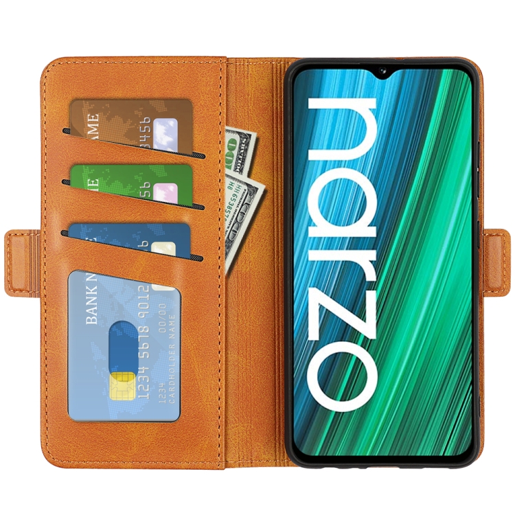 For OPPO Realme Narzo 50i Dual-side Magnetic Buckle Horizontal Flip Leather Case with Holder & Card Slots & Wallet(Yellow) - 3