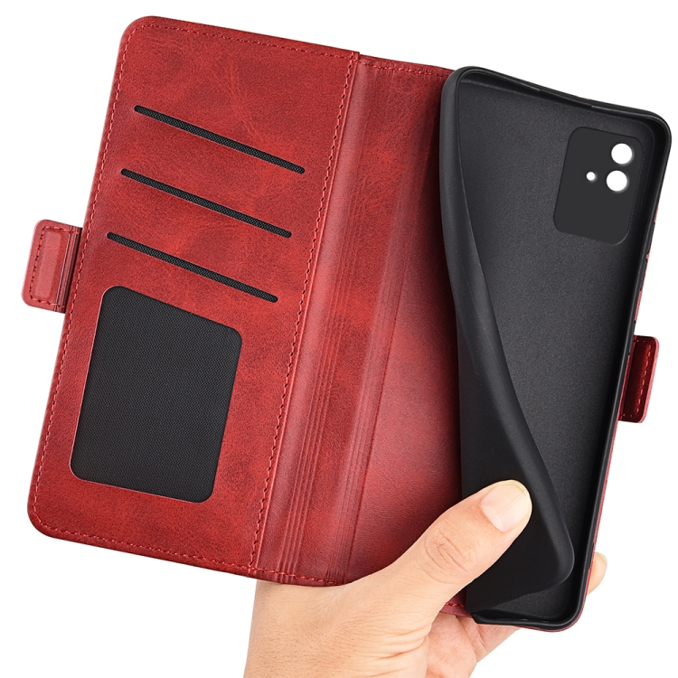 For OPPO Realme Narzo 50i Dual-side Magnetic Buckle Horizontal Flip Leather Case with Holder & Card Slots & Wallet(Red) - 5