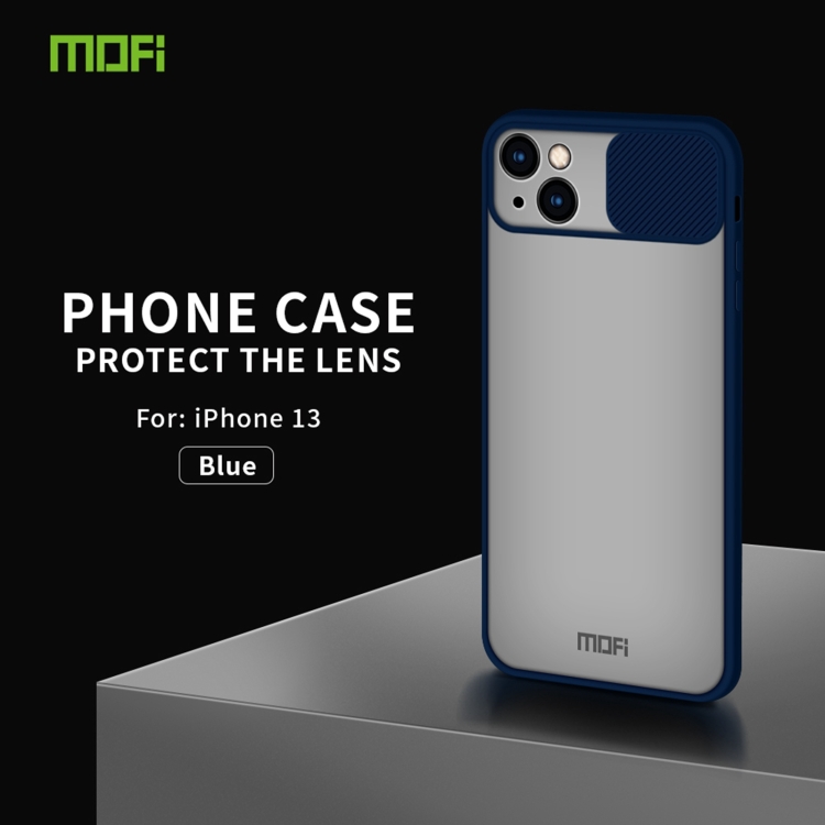 For iPhone 13 MOFI Translucent Frosted PC + TPU Phone Case(Blue) - 1