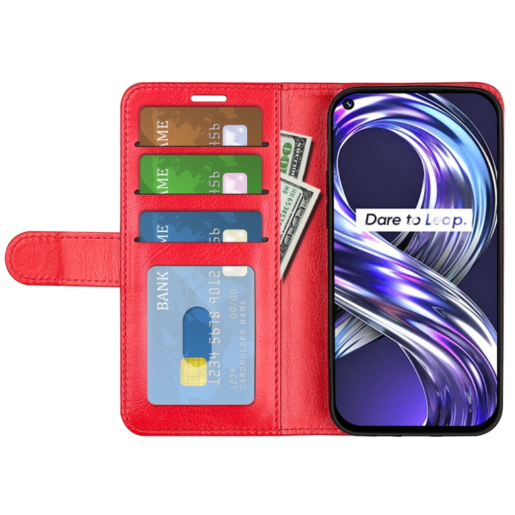 For OPPO Realme 8i R64 Texture Single Horizontal Flip Protective Case with Holder & Card Slots & Wallet & Photo Frame(Red) - 3