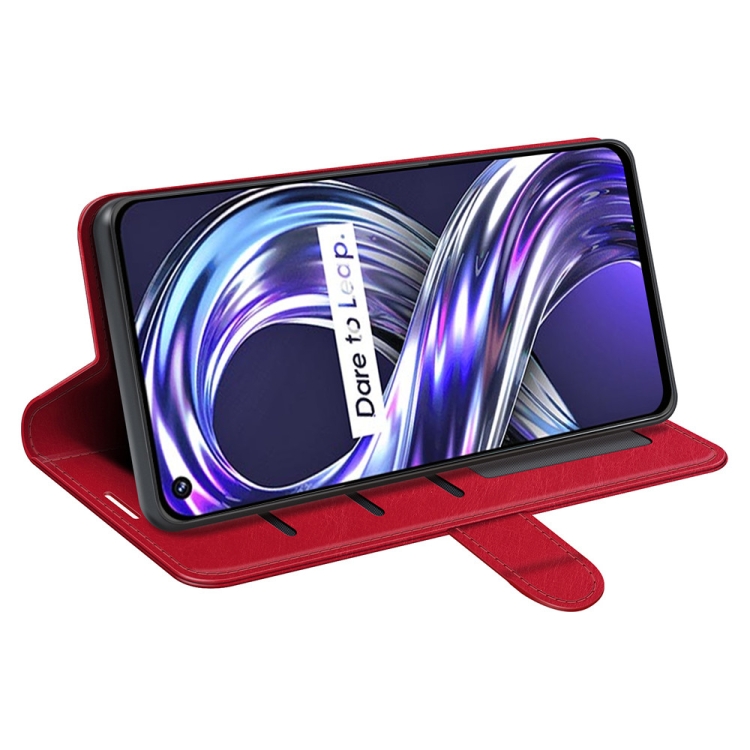 For OPPO Realme 8i R64 Texture Single Horizontal Flip Protective Case with Holder & Card Slots & Wallet & Photo Frame(Red) - 4