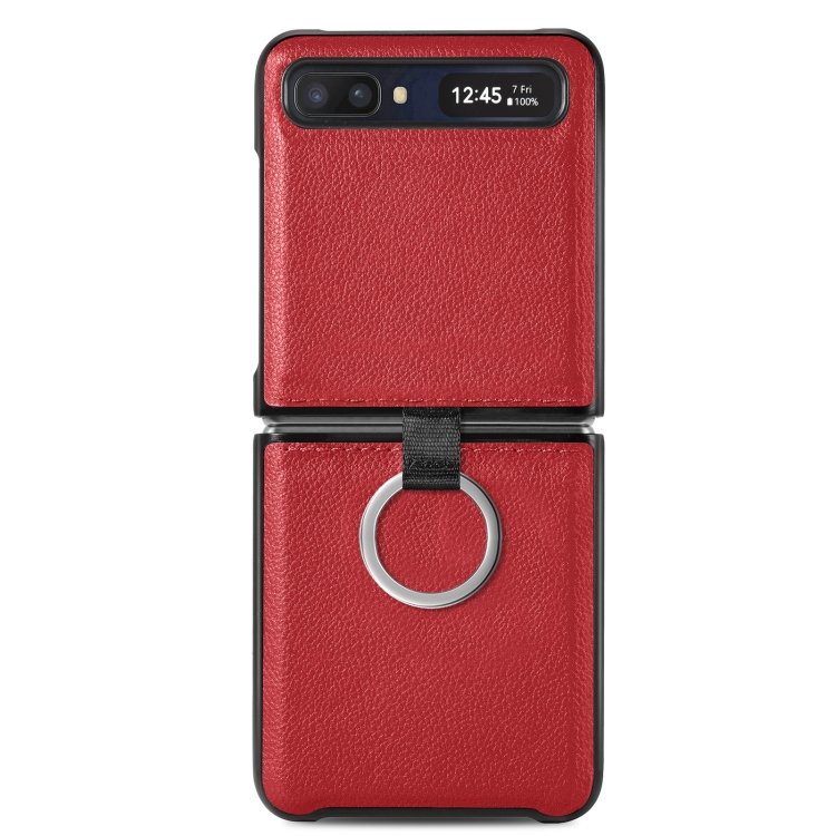 For Samsung Galaxy Z Flip Litchi Folding  Ring Buckle Phone Case(Red) - 1