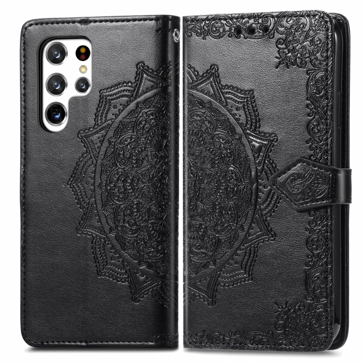 For Samsung Galaxy S22 Ultra 5G Mandala Flower Embossed Horizontal Flip Leather Case with Holder & Card Slots & Wallet & Lanyard(Black) For Samsung Galaxy S22 Ultra 5G Mandala Flower Embossed Horizontal Flip Leather Case with Holder & Card Slots & Wallet & Lanyard(Black)