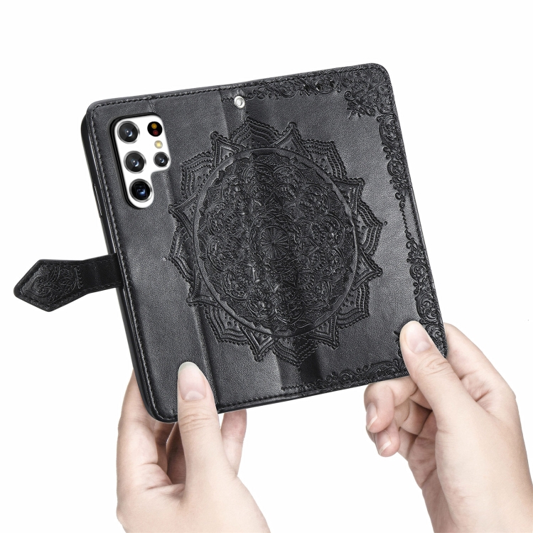 For Samsung Galaxy S22 Ultra 5G Mandala Flower Embossed Horizontal Flip Leather Case with Holder & Card Slots & Wallet & Lanyard(Black) For Samsung Galaxy S22 Ultra 5G Mandala Flower Embossed Horizontal Flip Leather Case with Holder & Card Slots & Wallet & Lanyard(Black)