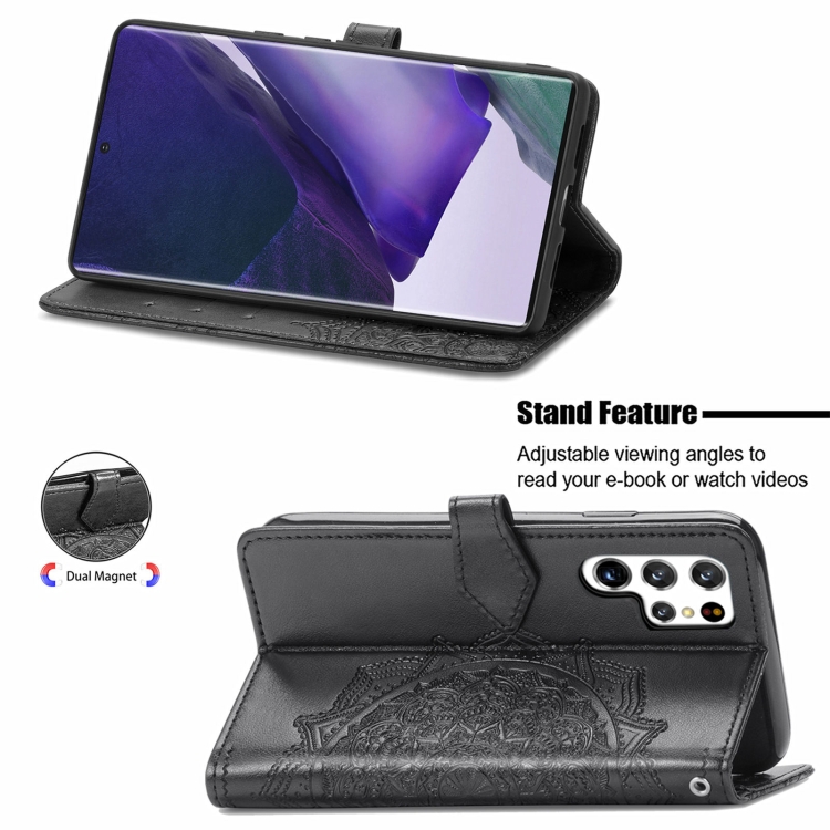 For Samsung Galaxy S22 Ultra 5G Mandala Flower Embossed Horizontal Flip Leather Case with Holder & Card Slots & Wallet & Lanyard(Black) For Samsung Galaxy S22 Ultra 5G Mandala Flower Embossed Horizontal Flip Leather Case with Holder & Card Slots & Wallet & Lanyard(Black)