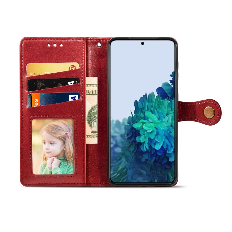 For Samsung Galaxy S22 5G Solid Color Leather Buckle Phone Case(Red) - 2
