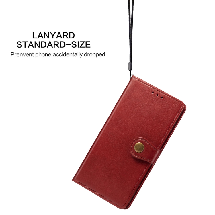 For Samsung Galaxy S22 5G Solid Color Leather Buckle Phone Case(Red) - 5