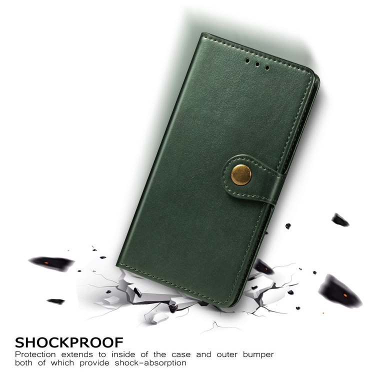For Samsung Galaxy S22 5G Solid Color Leather Buckle Phone Case(Green)