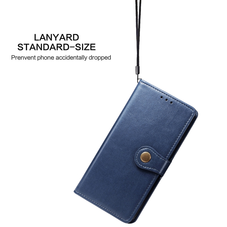 For Samsung Galaxy S22+ 5G Solid Color Leather Buckle Phone Case(Blue) - 5