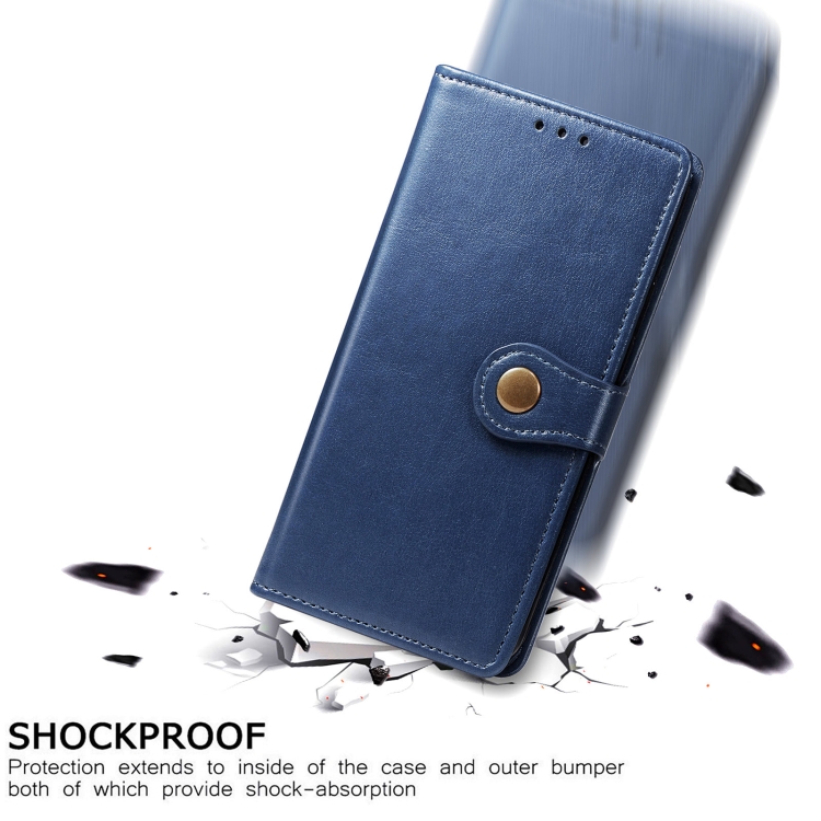 For Samsung Galaxy S22+ 5G Solid Color Leather Buckle Phone Case(Blue) - 6