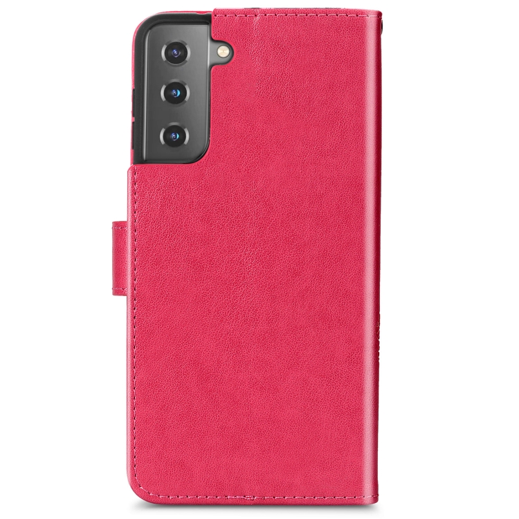 For Samsung Galaxy S22 5G Four-leaf Clasp Embossed Leather Phone Case with Lanyard & Card Slot & Wallet & Bracket Function(Magenta) For Samsung Galaxy S22 5G Four-leaf Clasp Embossed Leather Phone Case with Lanyard & Card Slot & Wallet & Bracket Function(Magenta)