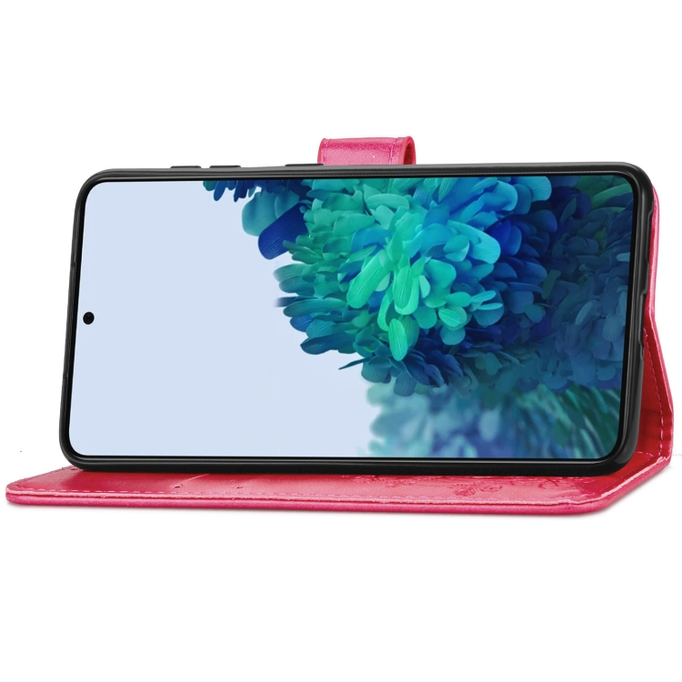 For Samsung Galaxy S22 5G Four-leaf Clasp Embossed Leather Phone Case with Lanyard & Card Slot & Wallet & Bracket Function(Magenta) For Samsung Galaxy S22 5G Four-leaf Clasp Embossed Leather Phone Case with Lanyard & Card Slot & Wallet & Bracket Function(Magenta)