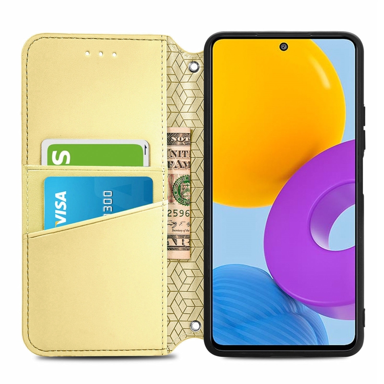 For Samsung Galaxy M52 5G Blooming Mandala Embossed Magnetic Horizontal Flip Leather Case with Holder & Card Slots & Wallet(Yellow) - 2