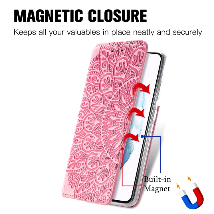 For Samsung Galaxy S22 5G Blooming Mandala Embossed Magnetic Horizontal Flip Leather Case with Holder & Card Slots & Wallet(Pink) For Samsung Galaxy S22 5G Blooming Mandala Embossed Magnetic Horizontal Flip Leather Case with Holder & Card Slots & Wallet(Pink)