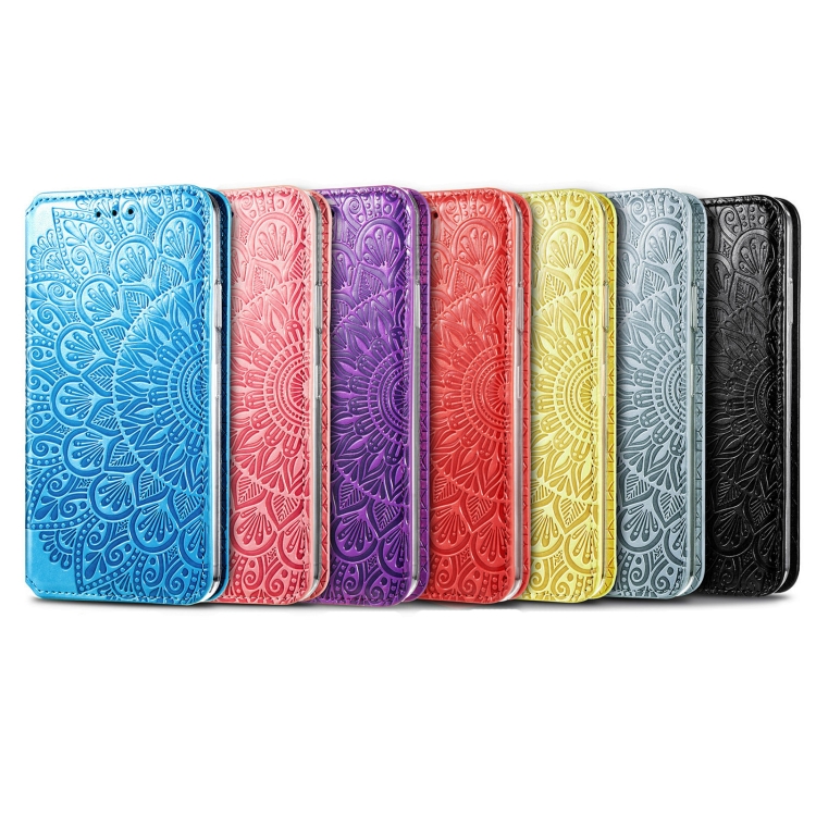 For Samsung Galaxy S22+ 5G Blooming Mandala Embossed Magnetic Horizontal Flip Leather Case with Holder & Card Slots & Wallet(Red) - B1