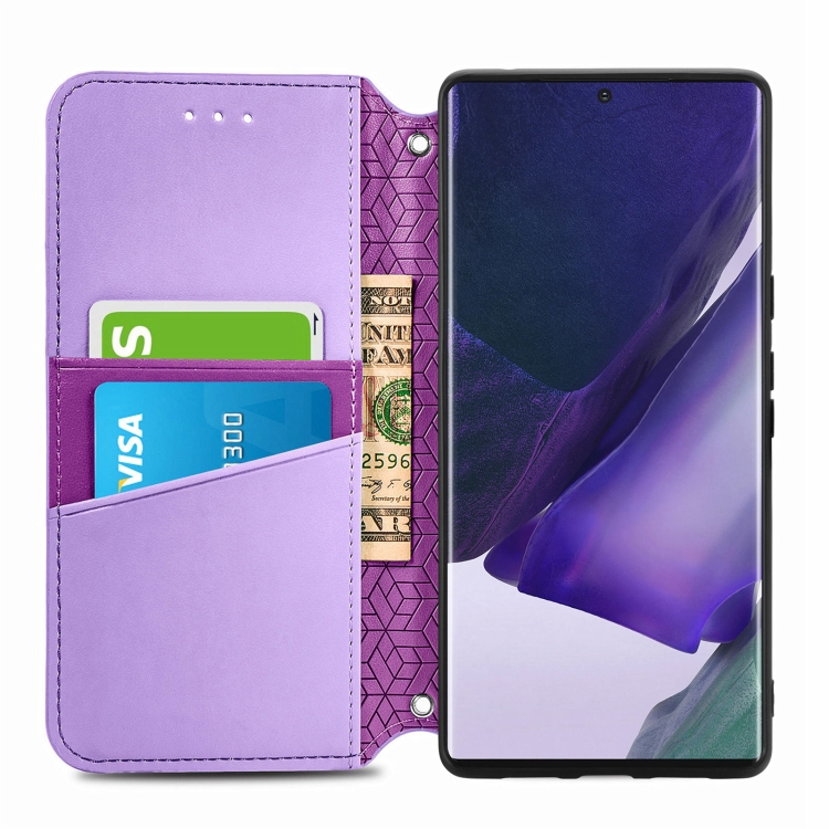 For Samsung Galaxy S22 Ultra 5G Blooming Mandala Embossed Magnetic Horizontal Flip Leather Case with Holder & Card Slots & Wallet(Purple) - 2