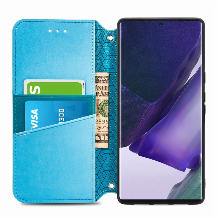 For Samsung Galaxy S22 Ultra 5G Blooming Mandala Embossed Magnetic Horizontal Flip Leather Case with Holder & Card Slots & Wallet(Blue) - 2