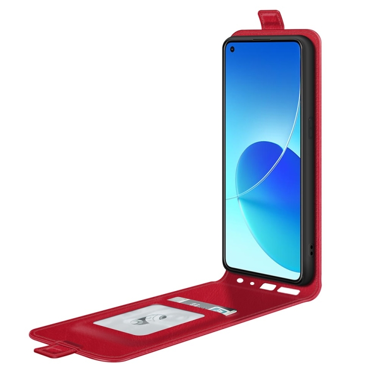 For OPPO Reno6 4G R64 Texture Vertical Flip Leather Case with Card Slots & Photo Frame(Red) - 3
