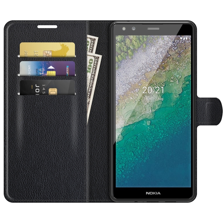 For Nokia C01 Plus Litchi Texture Horizontal Flip Protective Case with Holder & Card Slots & Wallet(Black) - 1
