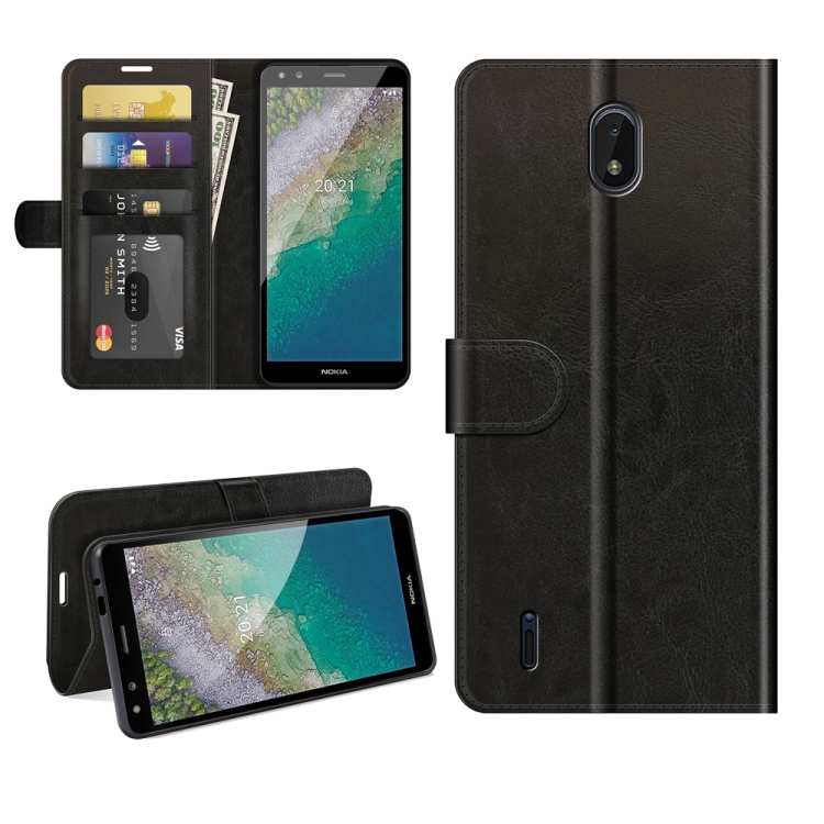 For Nokia C01 Plus R64 Texture Single Horizontal Flip Phone Protective Case with Holder & Card Slots & Wallet& Photo Frame(Black) - 5