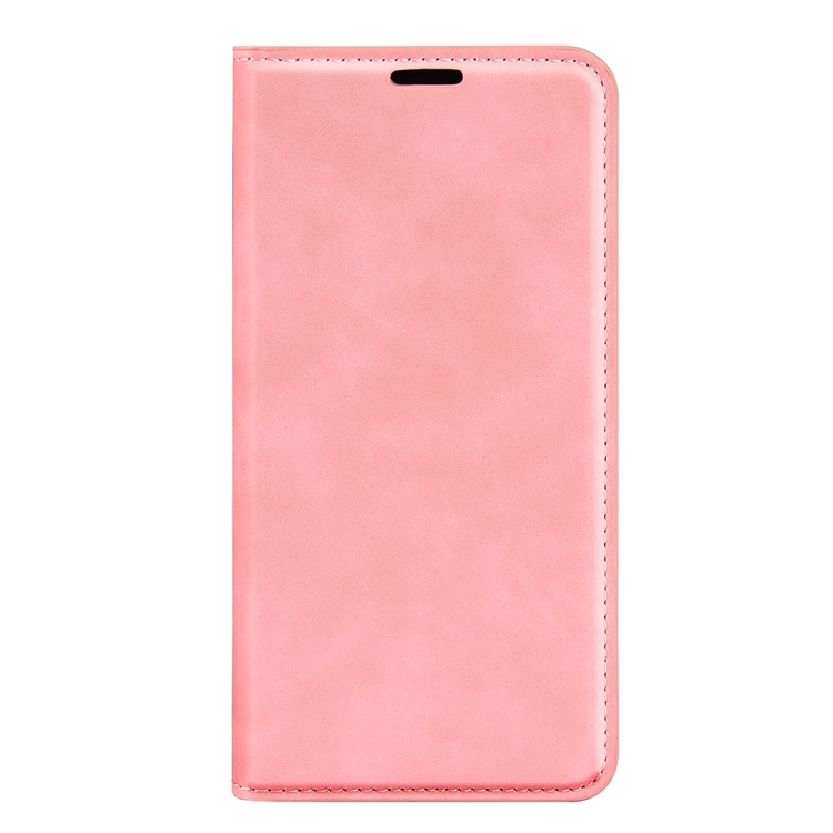 For Samsung Galaxy F52 5G Retro-skin Magnetic Suction Leather Case with Holder & Card Slots & Wallet(Pink) - 1