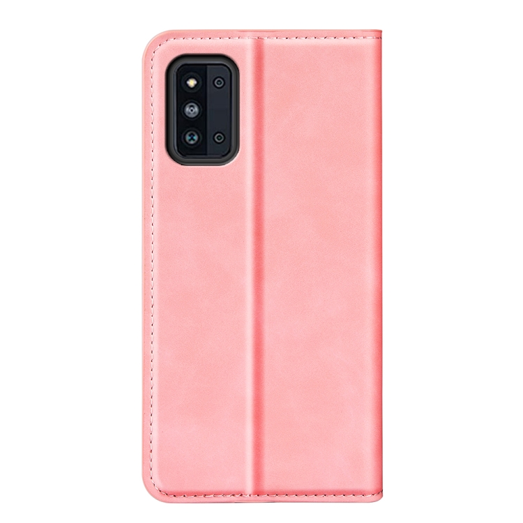 For Samsung Galaxy F52 5G Retro-skin Magnetic Suction Leather Case with Holder & Card Slots & Wallet(Pink) - 2