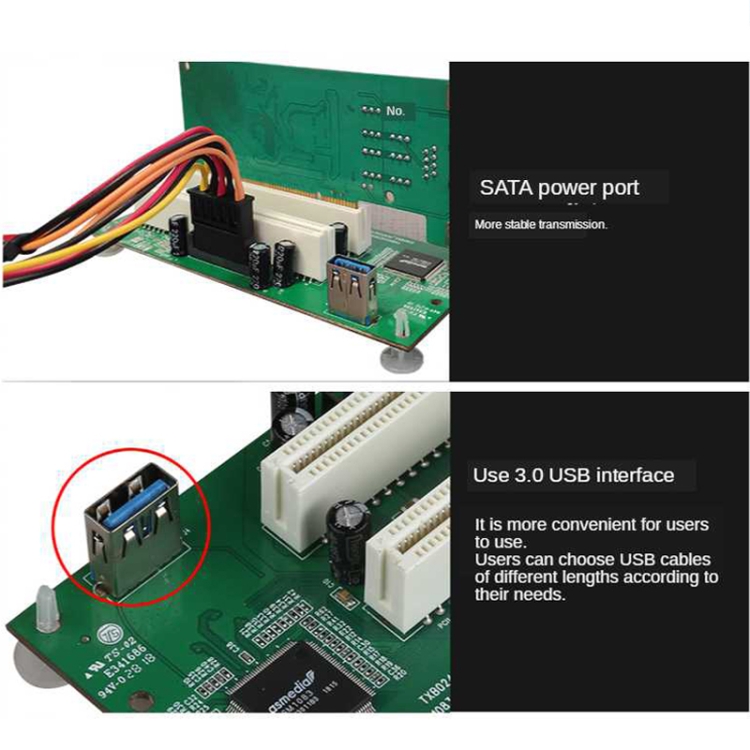Tarjeta adaptadora de ranura PCI A DUAL PCI DUAL USB 3.0 Tarjeta de expansión - 4
