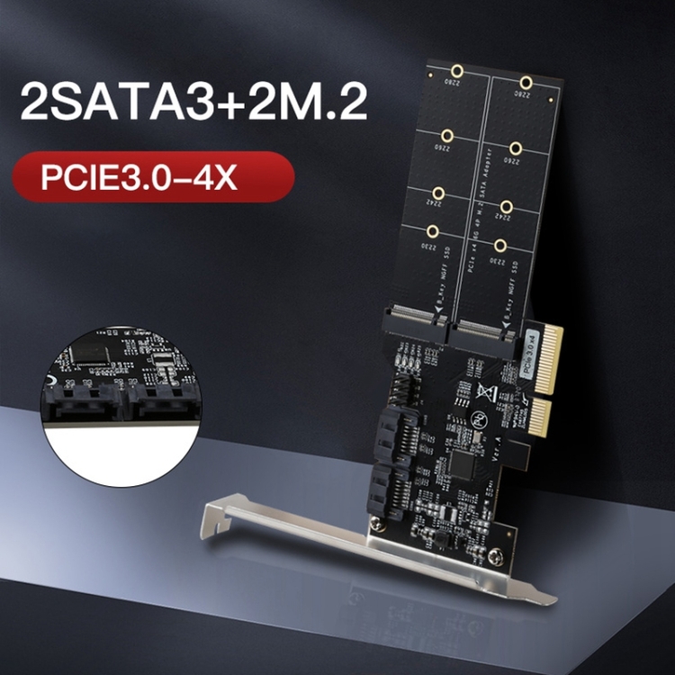 SATA3.0 PCIE3.0 a 2 puertos M.2 (tecla B) Tarjeta adaptadora - 3