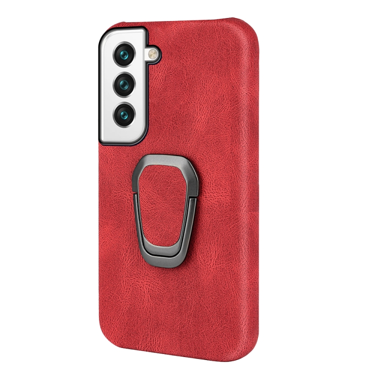Ring Holder PU Phone Case For Samsung Galaxy S22 5G(Red) Ring Holder PU Phone Case For Samsung Galaxy S22 5G(Red)