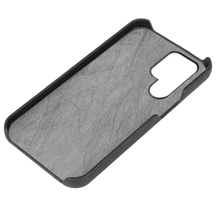 Ring Holder PU Phone Case For Samsung Galaxy S22 Ultra 5G(Black)