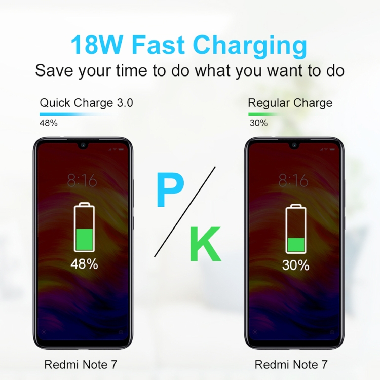 CA-25 QC3.0 USB 3A Fast Charger with USB to 8 Pin Data Cable, AU Plug(Black) - B4