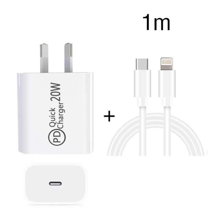 1m AU-20W PD USB-C / Type-C Travel Charger with USB-C to 8 Pin Data Cable, AU Plug 1m AU-20W PD USB-C / Type-C Travel Charger with USB-C to 8 Pin Data Cable, AU Plug