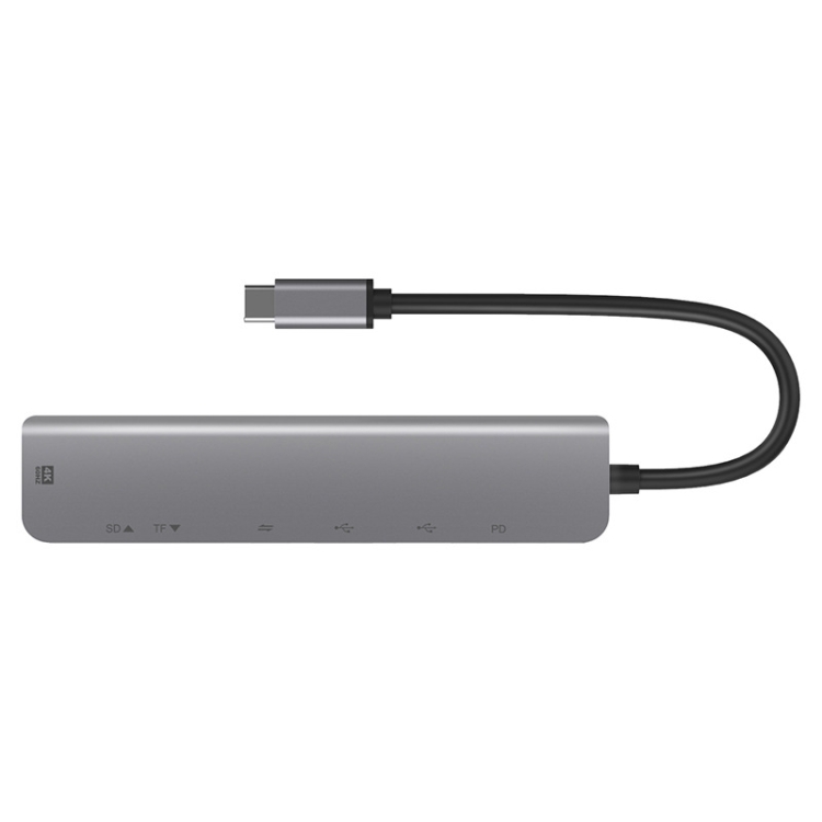 UC902 7-IN-1 multifunción HDMI + SD / TF + USB X 2 + Tipo-C + PD a Hub de aleación de aluminio USB-C / TYPE-C - 2