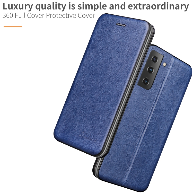 For Samsung Galaxy S22 5G  Retro Texture Magnetic Leather Case(Blue) - B3