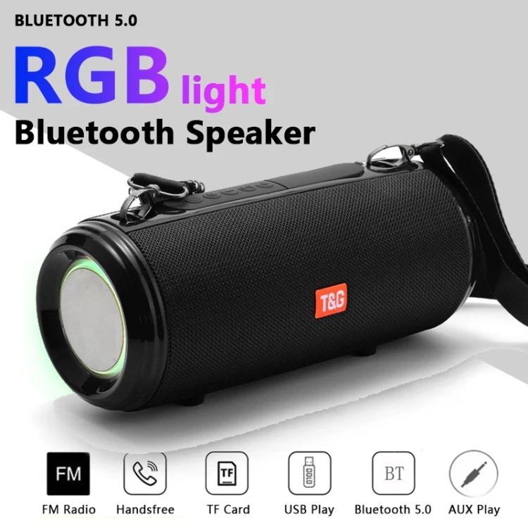 T&G TG537 RGB Light Portable Waterproof Bluetooth Speaker Supports FM / TF Card(Green) - B2